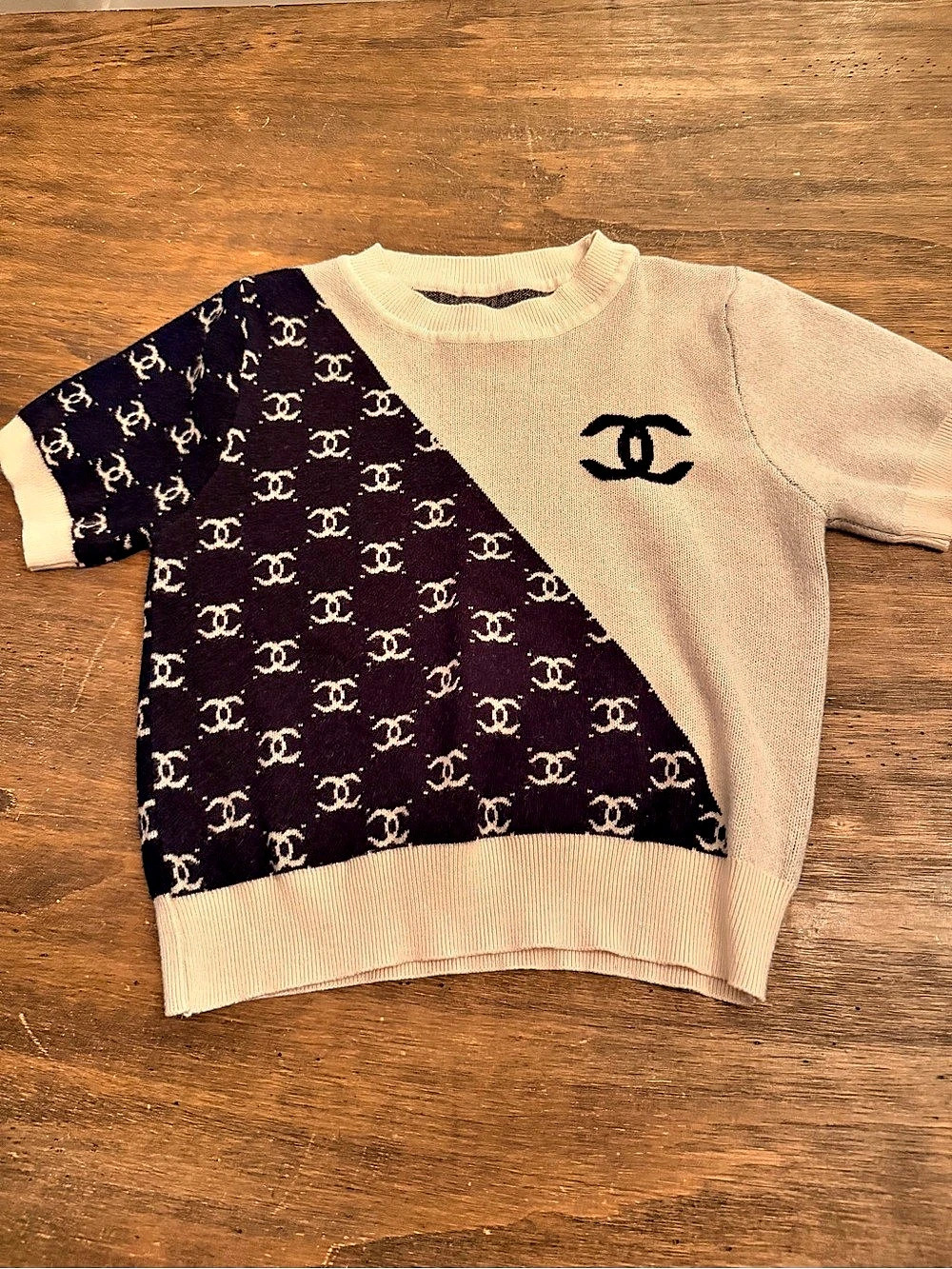 Chanel Crewneck Sweater in Black & Cream XS